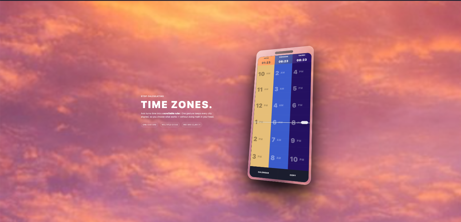 Axis Time Tool — scrollable timezone ruler on iOS